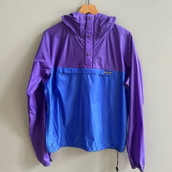 Patagonia Vintage 80s Two Tone Windbreaker Jacket Blue Purple 1/4 Zip Size Small - Picture 4 of 13